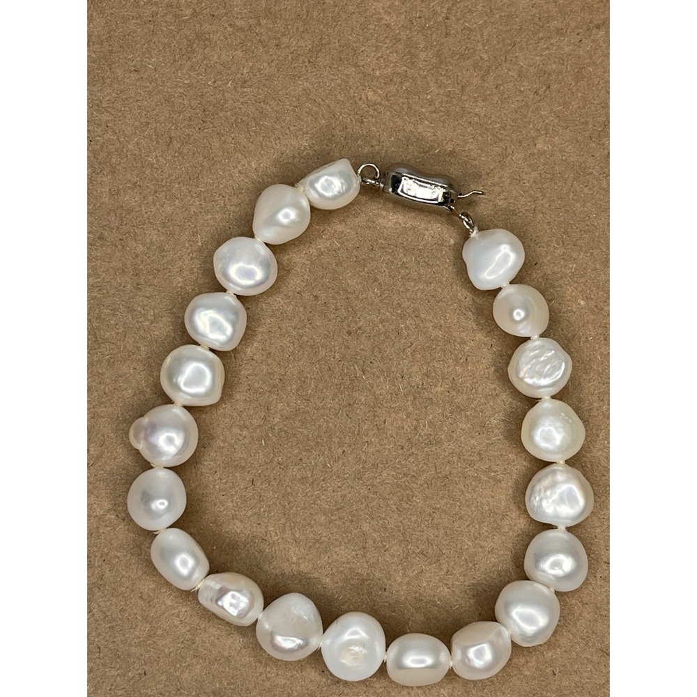 Khai Baroque Pearl Bracelet Philippines‎ Real Fresh Water Silver Tone Clasp ~ 7"